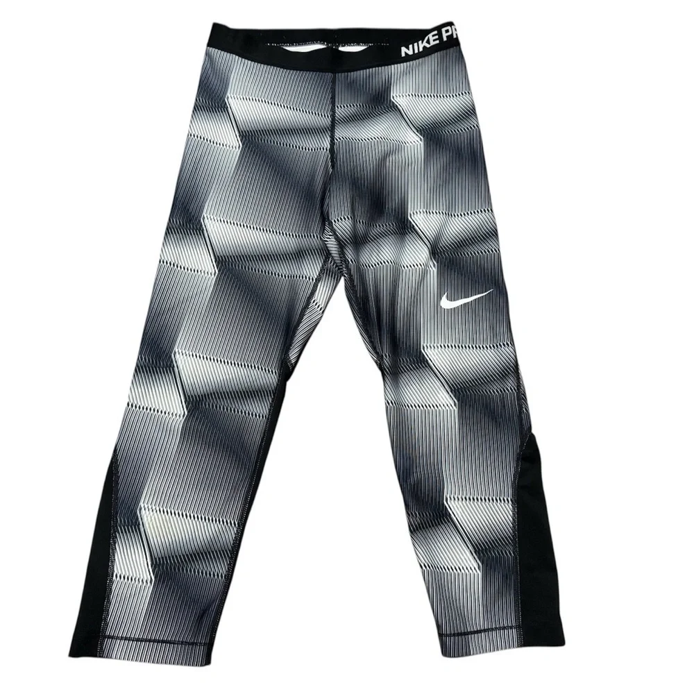 Nike Pro Cool Pyramid Black White Capri Tights Active Women's Size Large